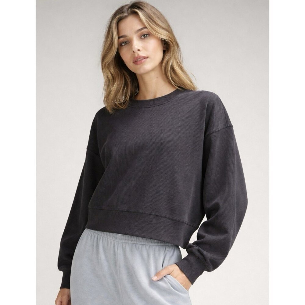 Lululemon Softstreme Perfectly Oversized Cropped Crew Women’s Size 14 Black